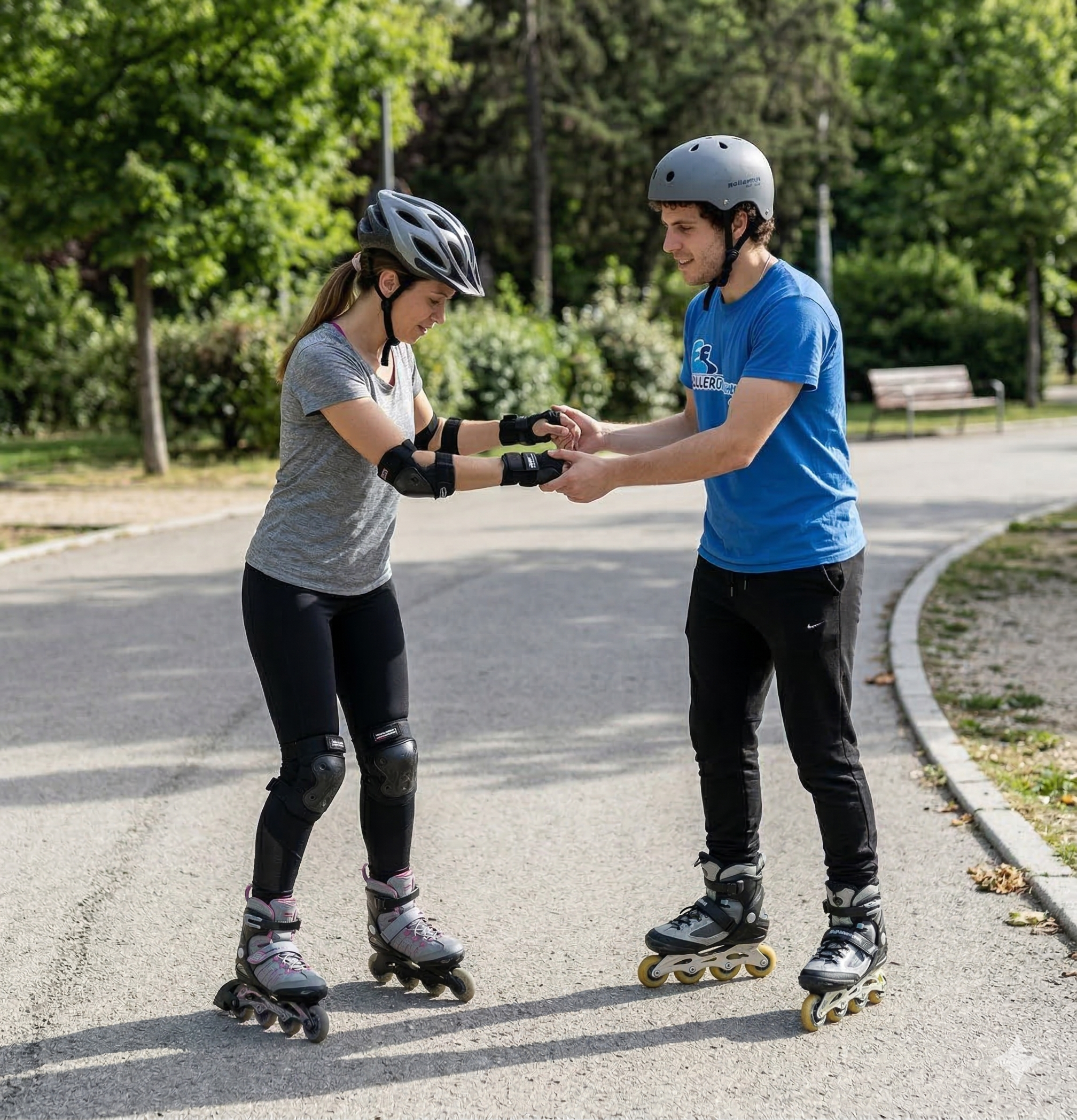 adultos en pista con monitor